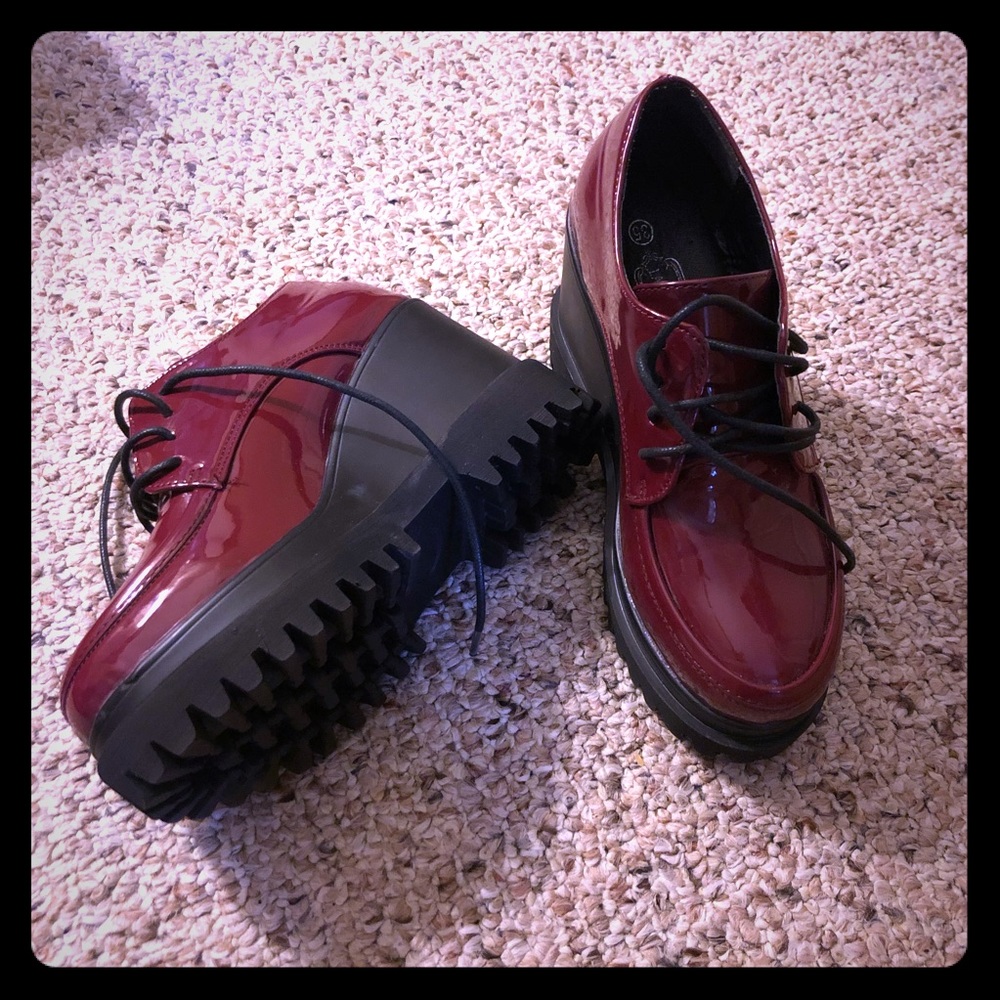 Dark red creeper heels wedges - Picture 1 of 4